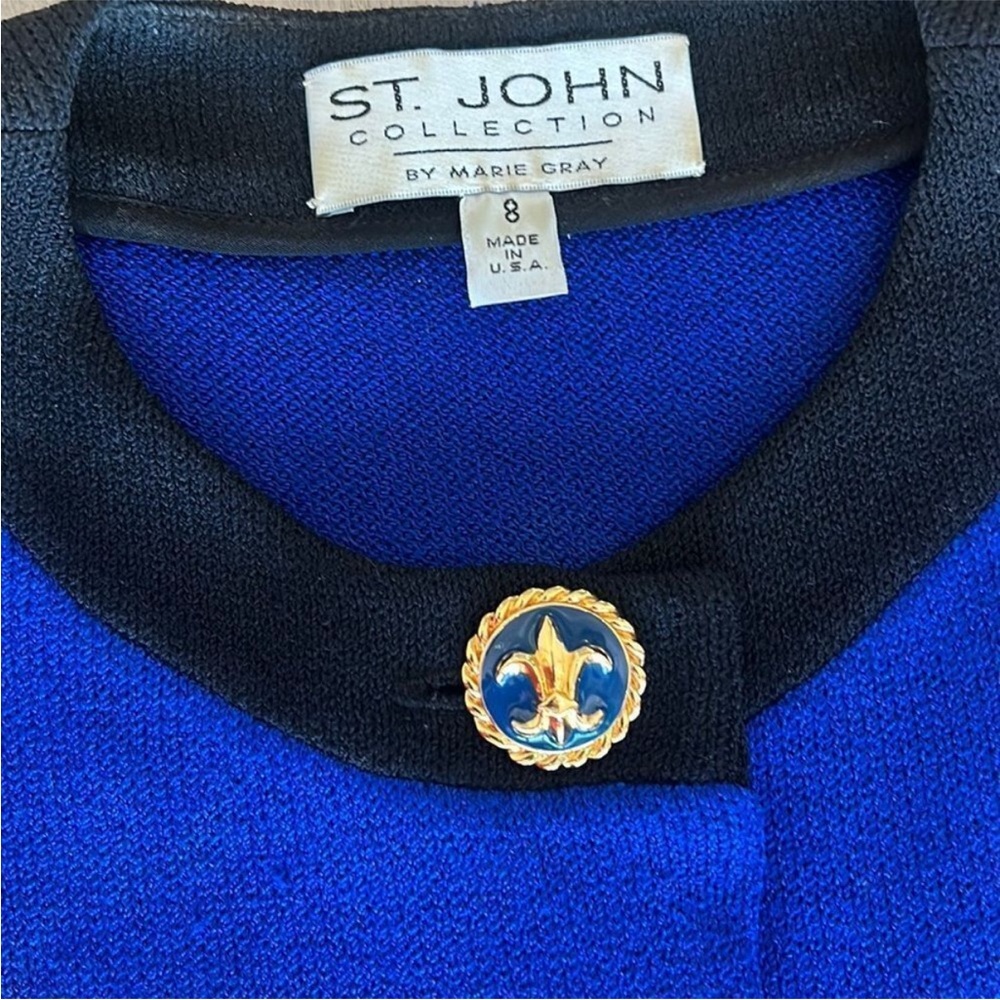 St. John Collection Royal Blue and Black Skirt Suit Set - Picture 3 of 10